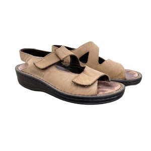 Mobils Tan Leather Womens Cushion Sandals
